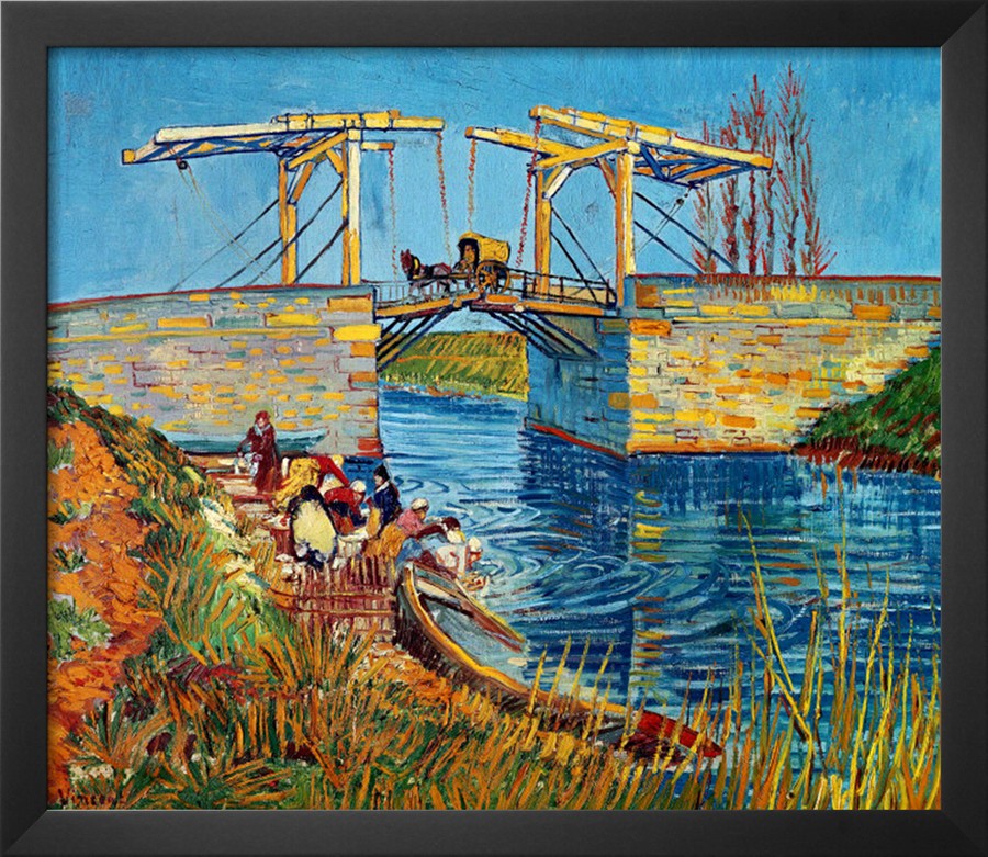 The Drawbridge at Arles with a Group of Washerwomen - Vincent Van Gogh Paintings
